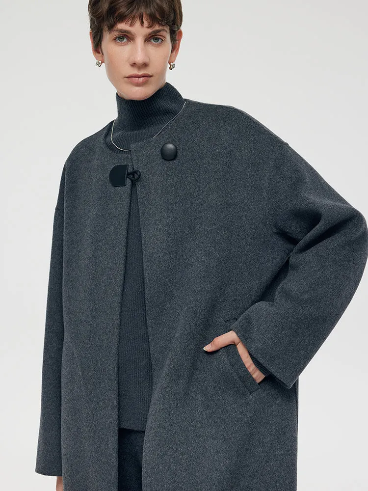 100% Wool Round Neck Women Coat