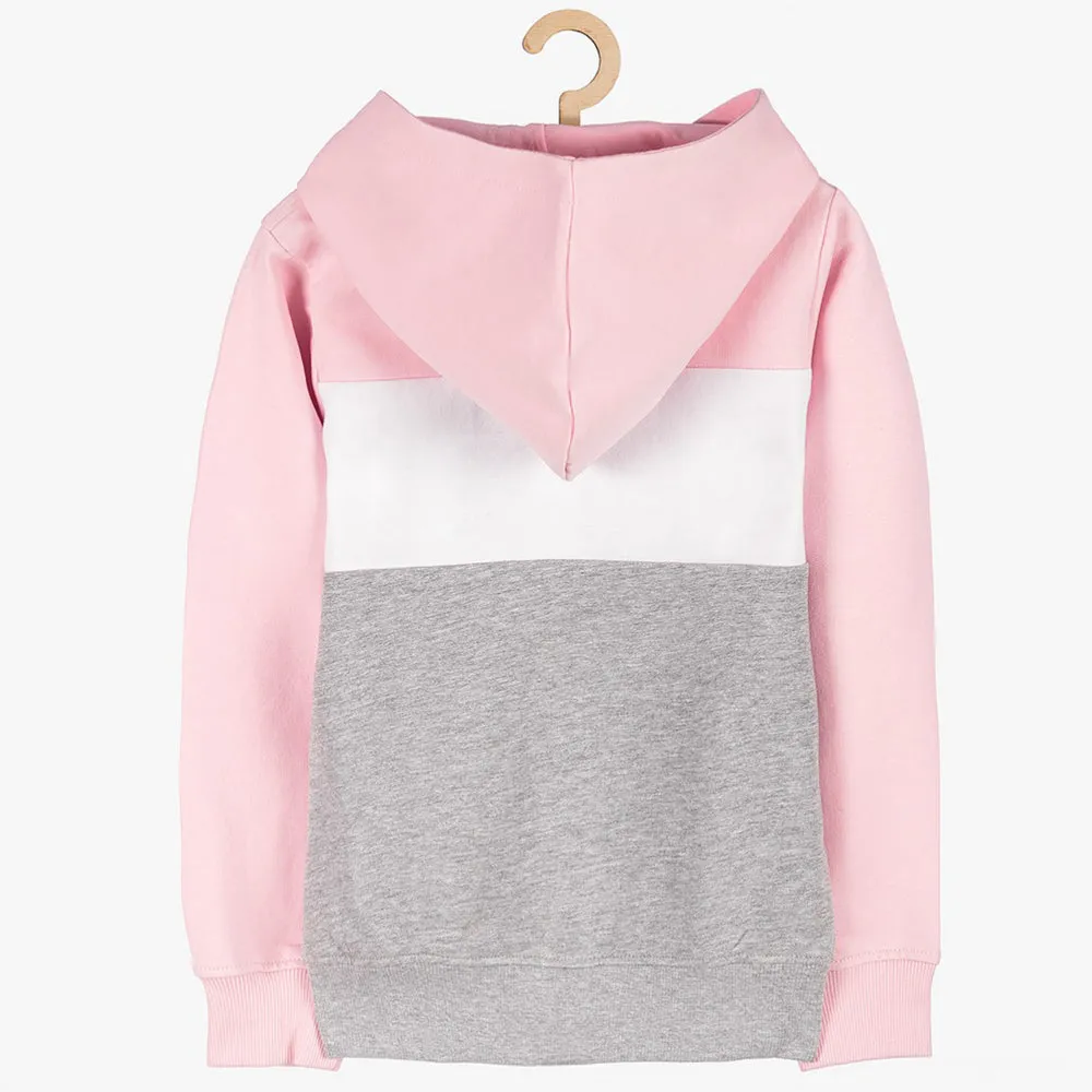 5.10.15 Glitter Cute Pink Color Block Zipper Hoodie 13475