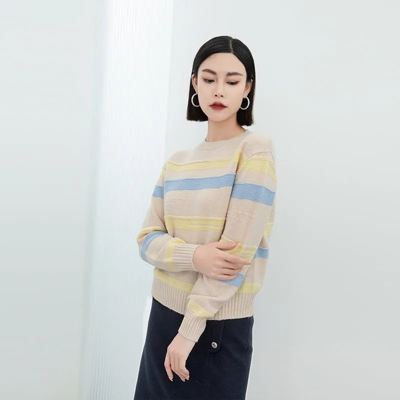 Apricot Striped Wool Sweater