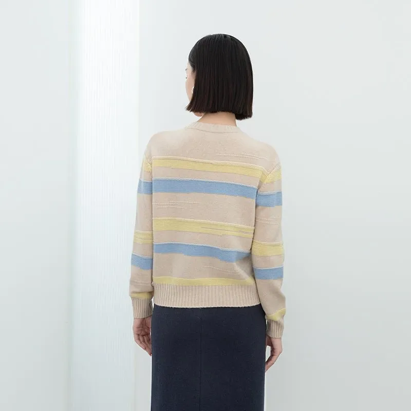 Apricot Striped Wool Sweater