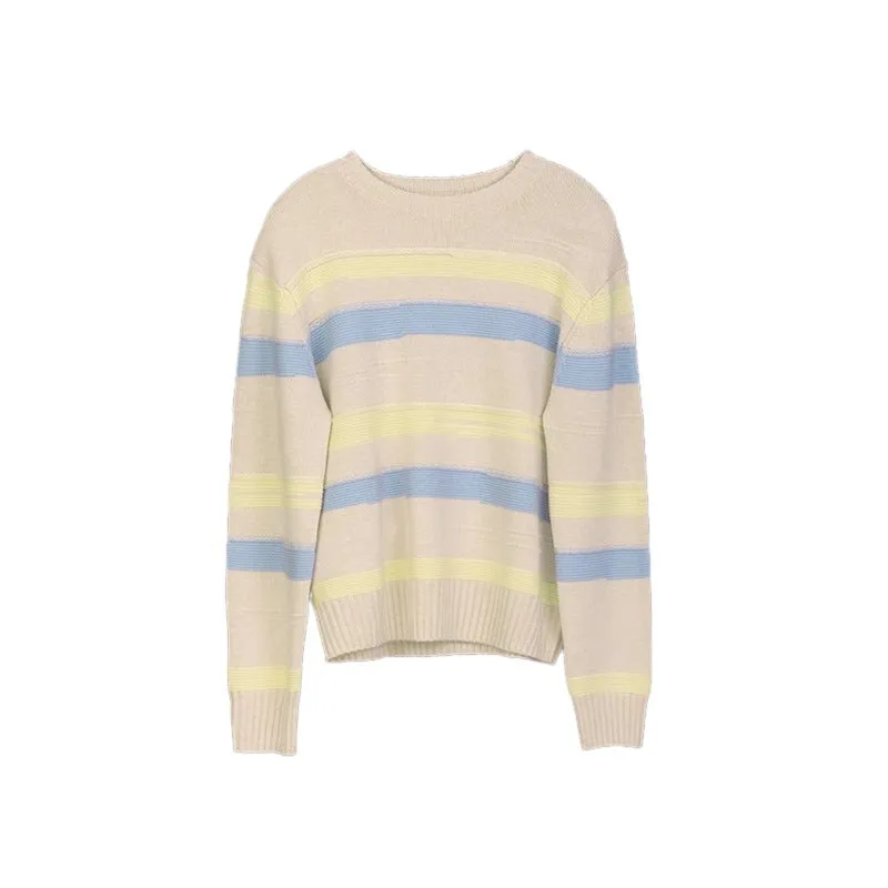 Apricot Striped Wool Sweater