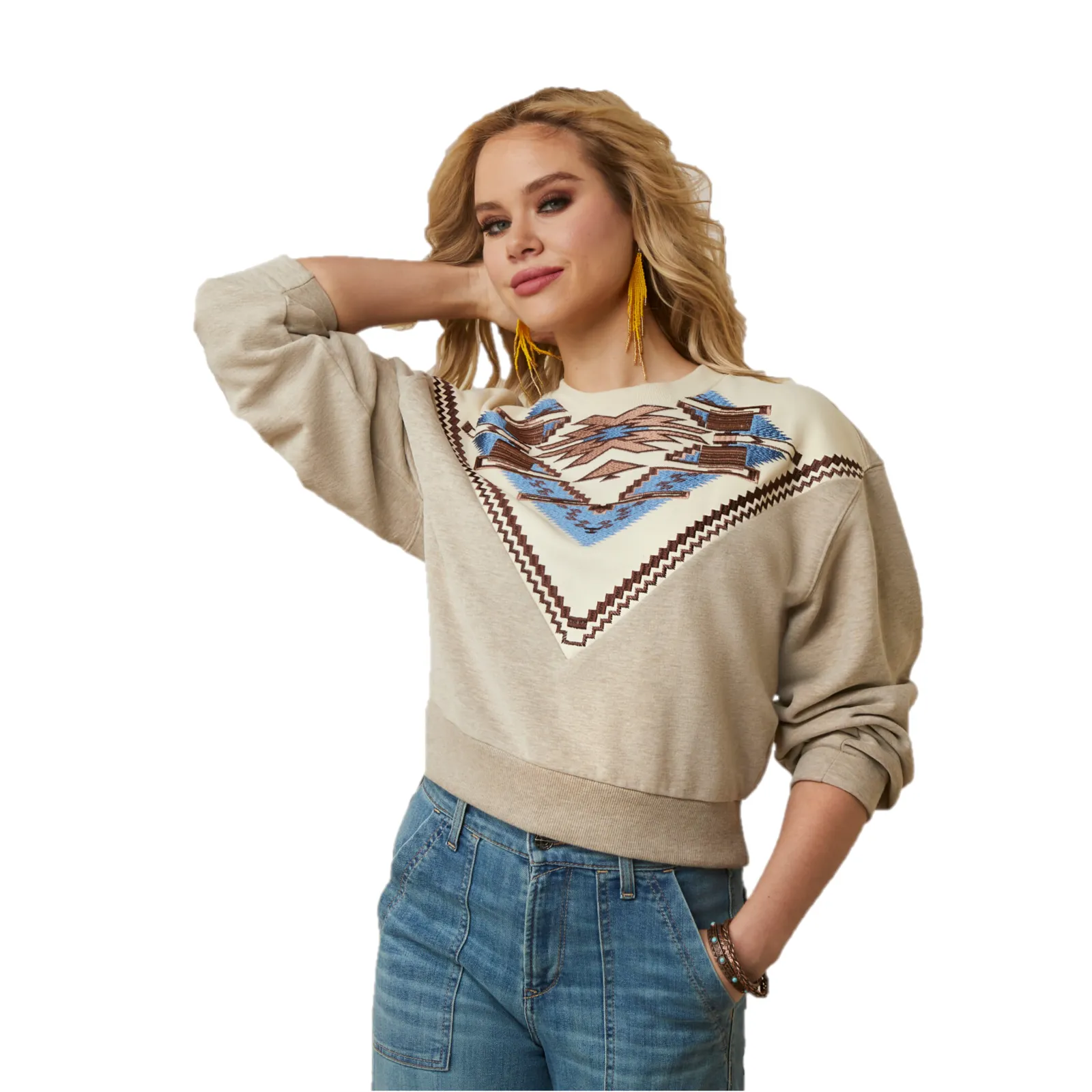 Ariat Ladies Chimayo Embroidered Brindle Sweatshirt 10046283