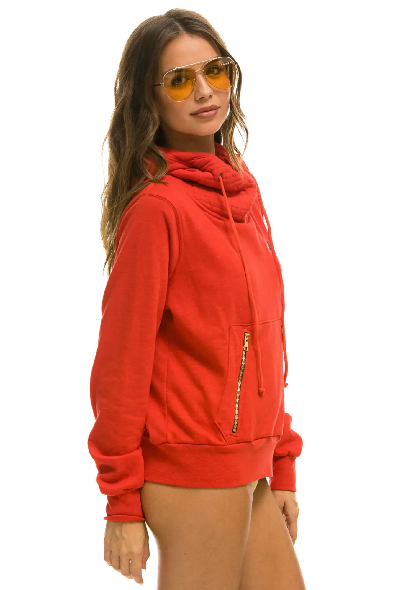 AVIATOR NATION UNISEX NINJA PULLOVER HOODIE - RED