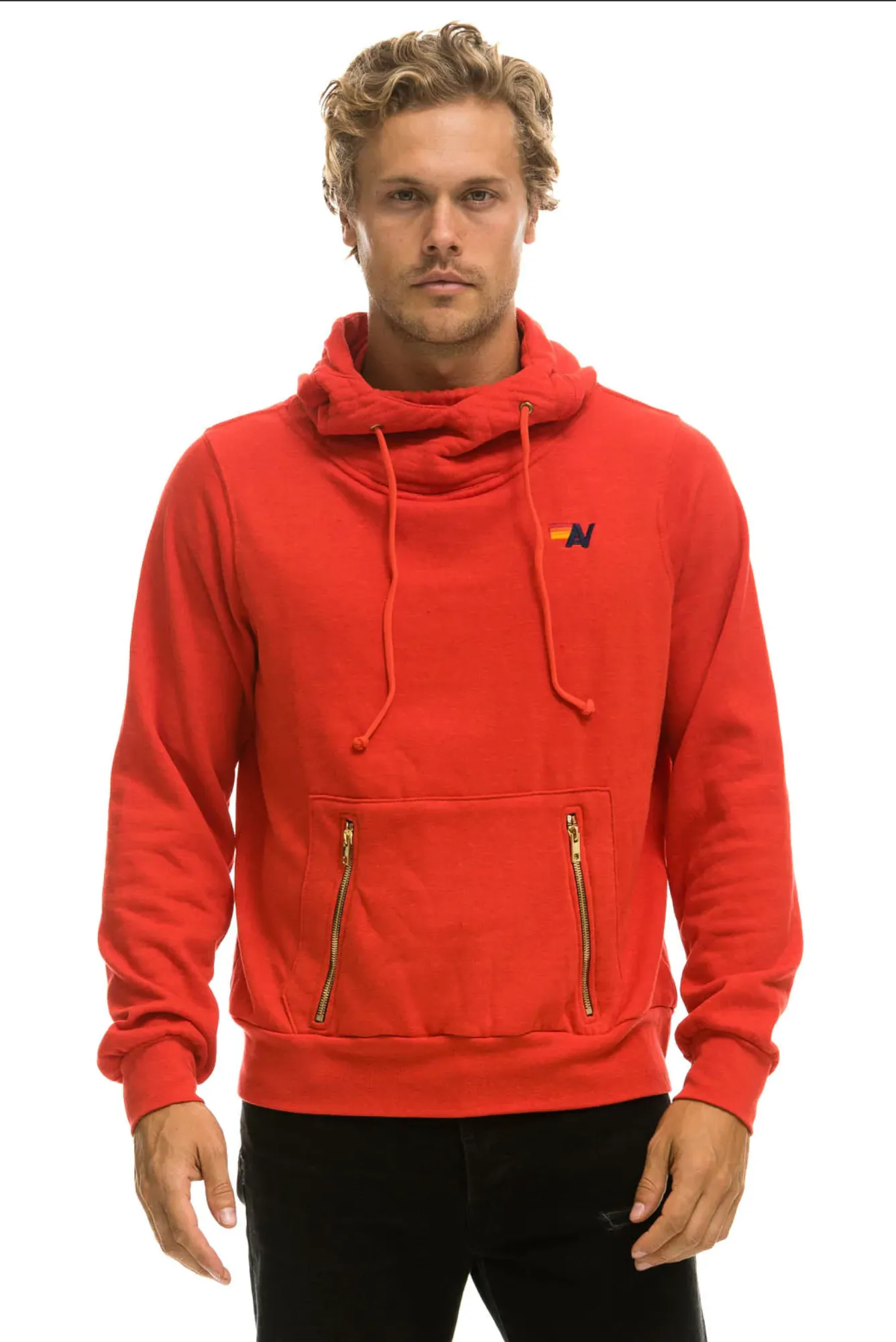 AVIATOR NATION UNISEX NINJA PULLOVER HOODIE - RED