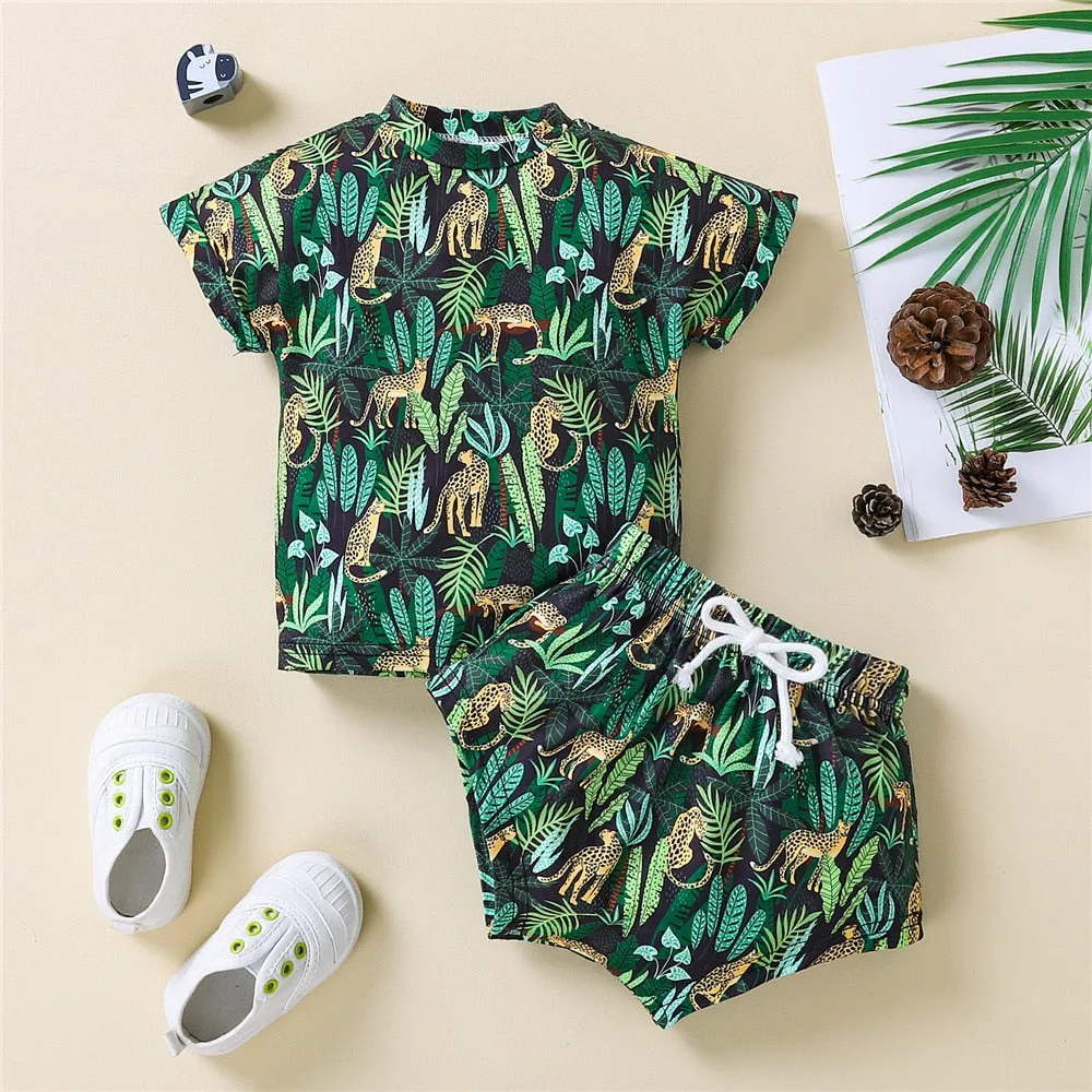 Baby Boys Summer Jungle Lounge Set- Leopard Jungle Set