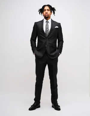 Black & Charcoal GB Monogram 2 Piece Suit GOLD COLLECTION