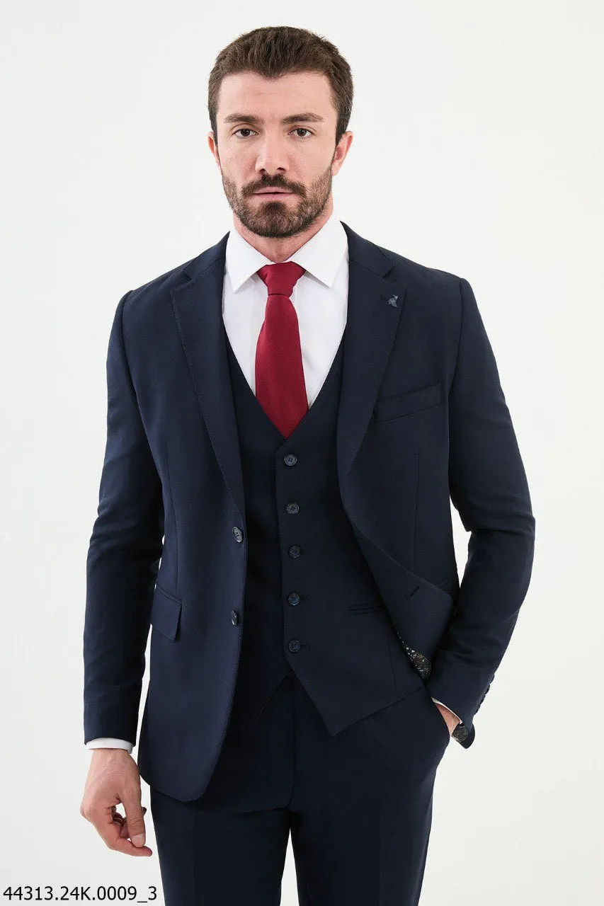 Bojoni Belmonte Navy Blue Classic Slim Fit Suit