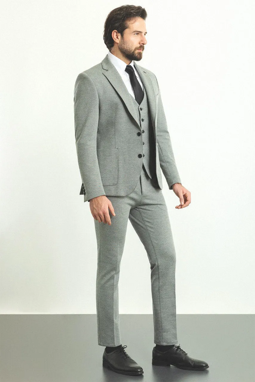 Bojoni Trivento Classic Gray Vest Slim Fit Suit