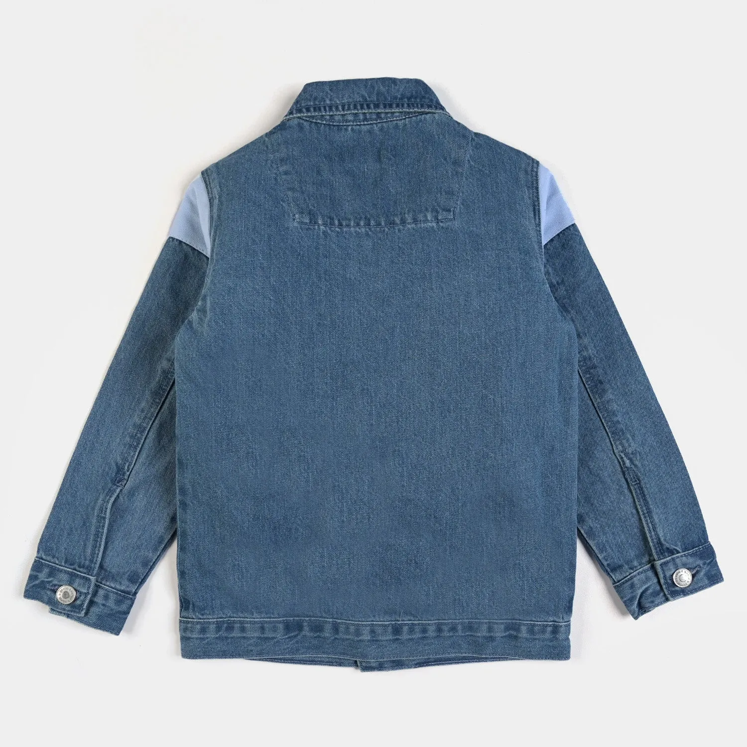 Boys Denim Rigid Jacket BaseBall-Mid Blue