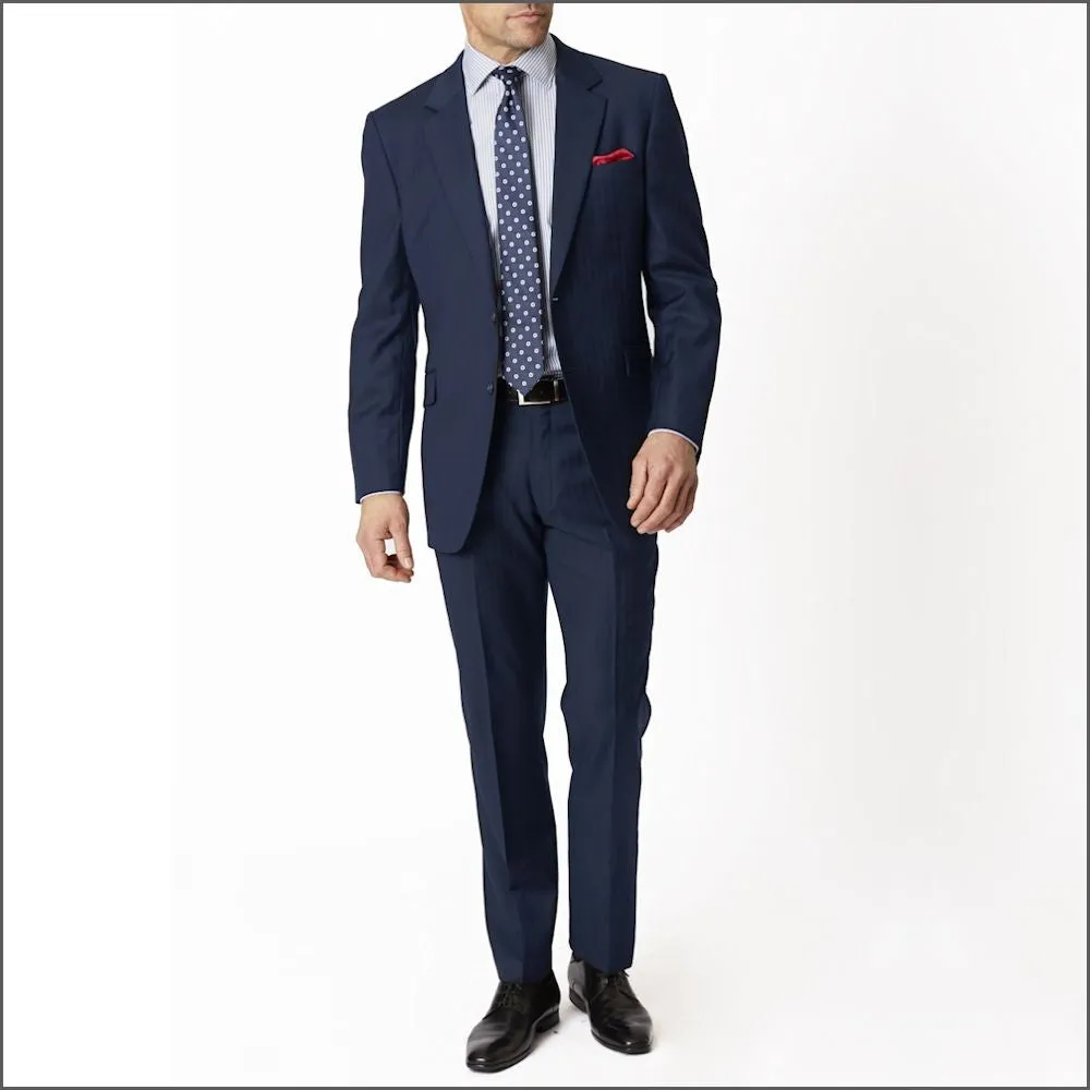 Brook Taverner Dawlish Navy Herringbone Super 110's Suit-