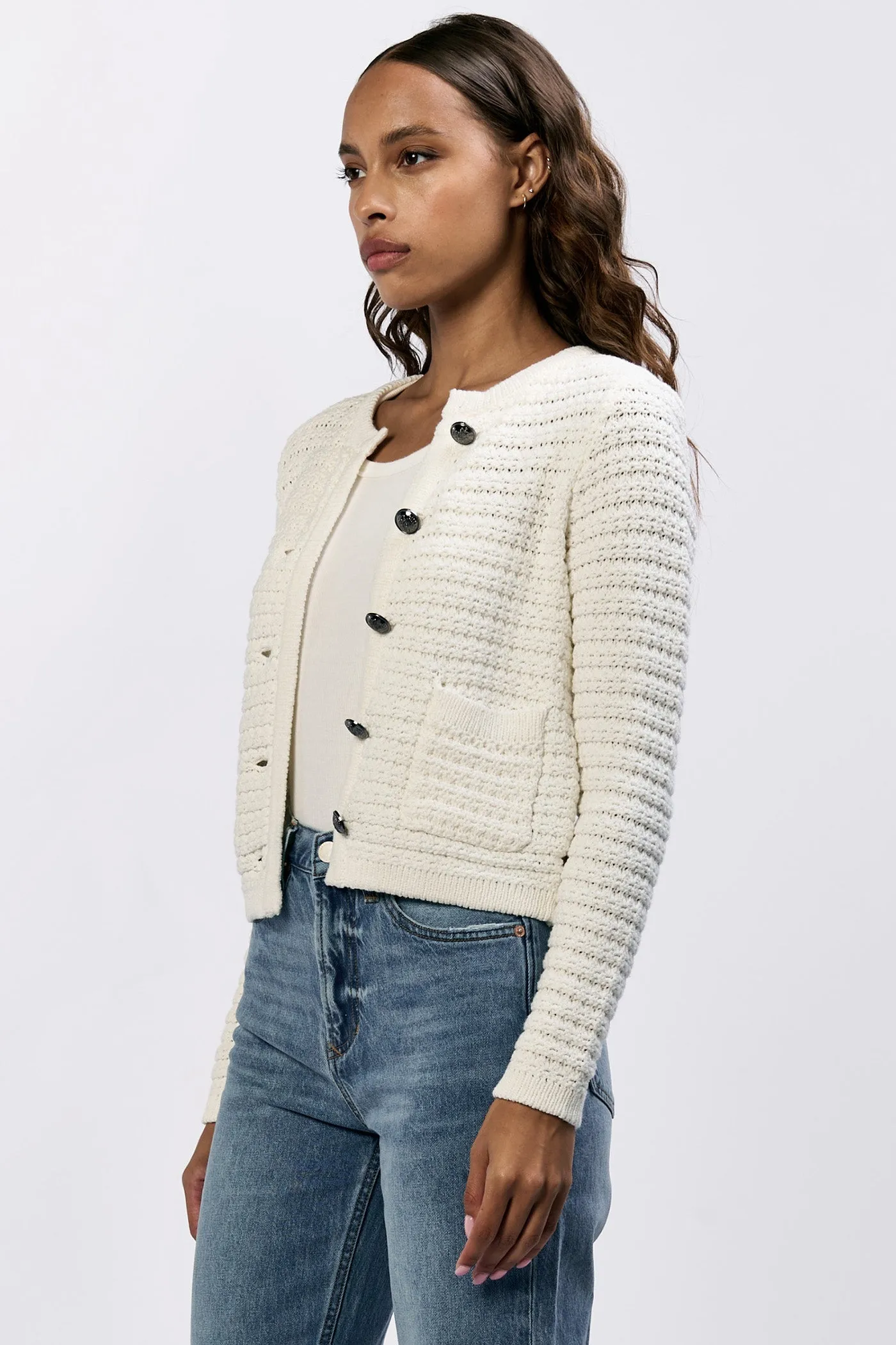 CAMBRIA BUTTON UP LONG SLEEVE CARDIGAN WHITE