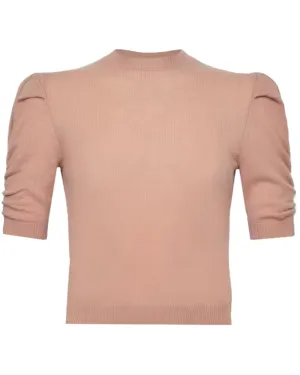 Camel Cashmere Ruched Sweater