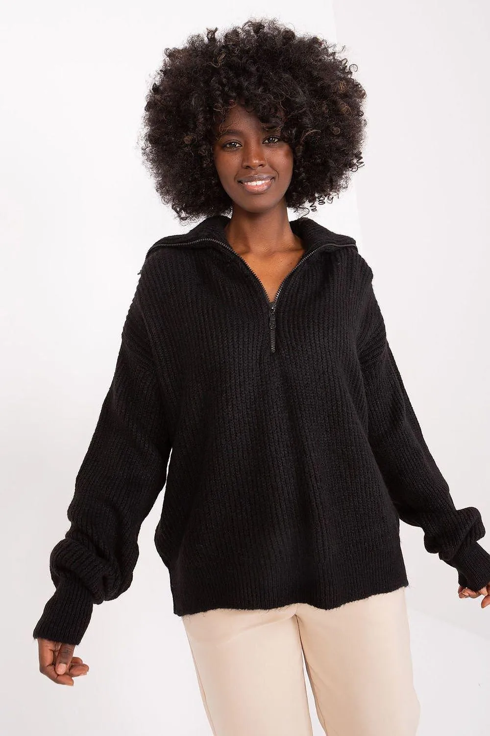 Chic Unbuttoned Turtleneck Sweater