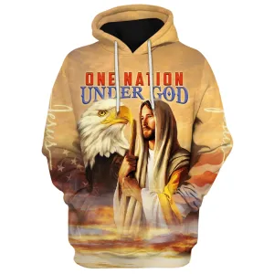 Christian Jesus And Eagle One Nation Under God 3D Hoodies Jesus Hoodie Men & Women Christian Hoodie 3D Printed Hoodie