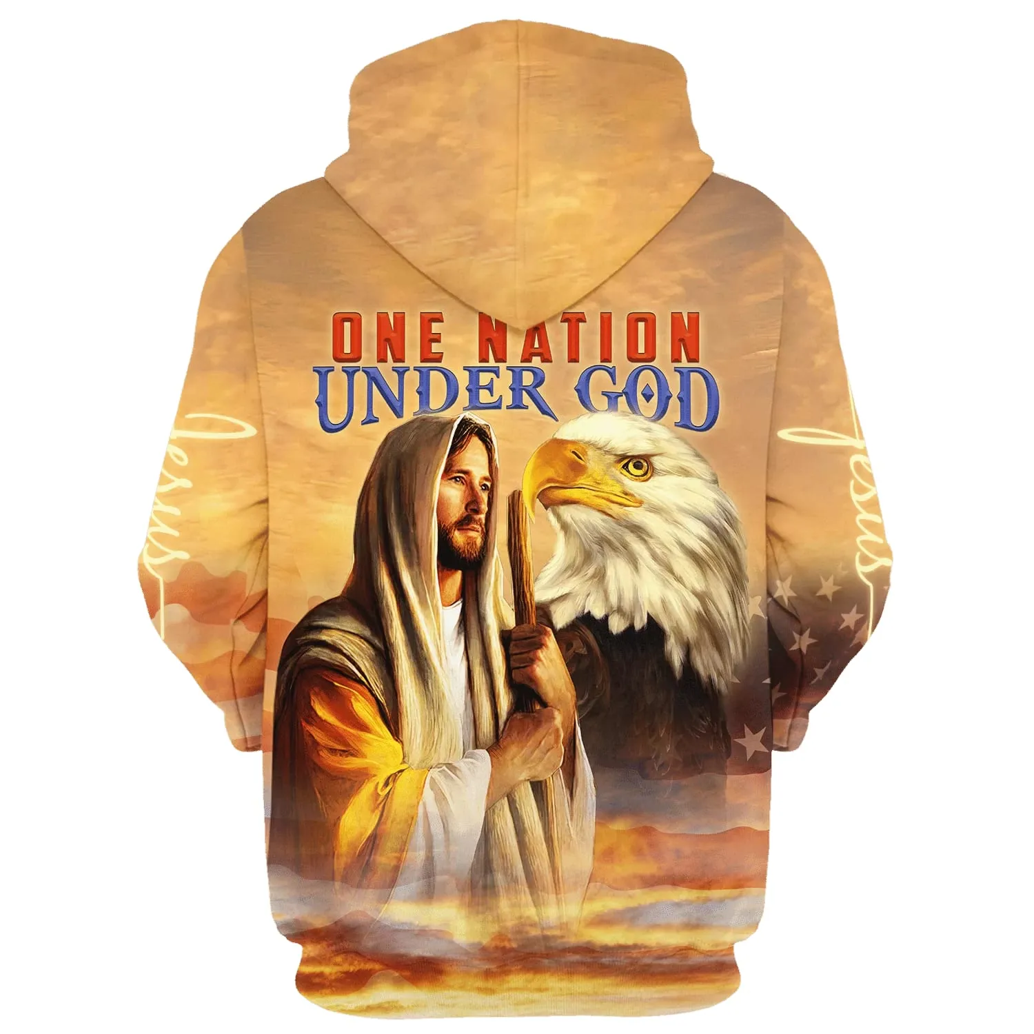 Christian Jesus And Eagle One Nation Under God 3D Hoodies Jesus Hoodie Men & Women Christian Hoodie 3D Printed Hoodie