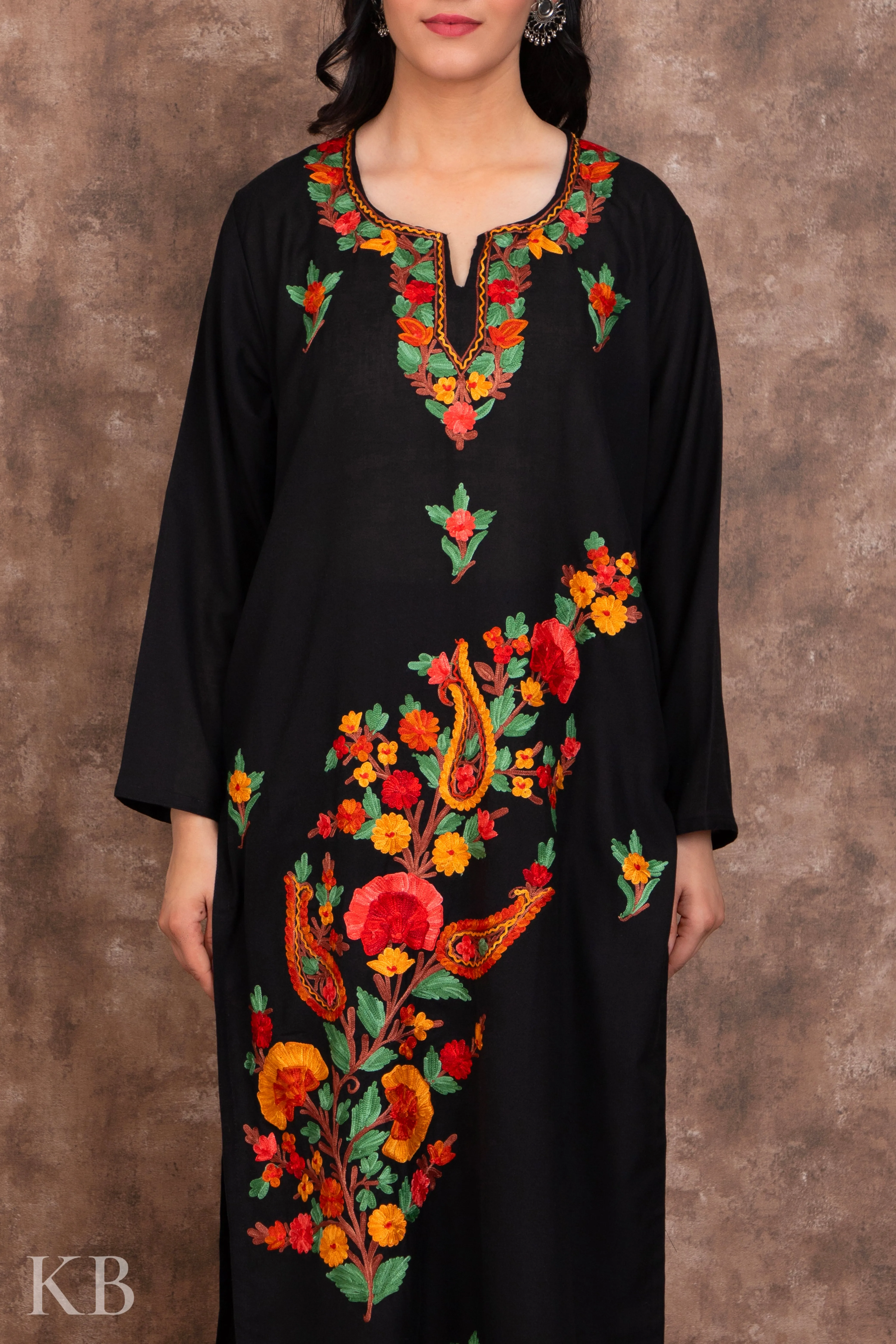 Classic Black Embroidered Cotton Suit