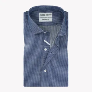 Classic Blue Formal Shirts With Houndstooth White OL-239