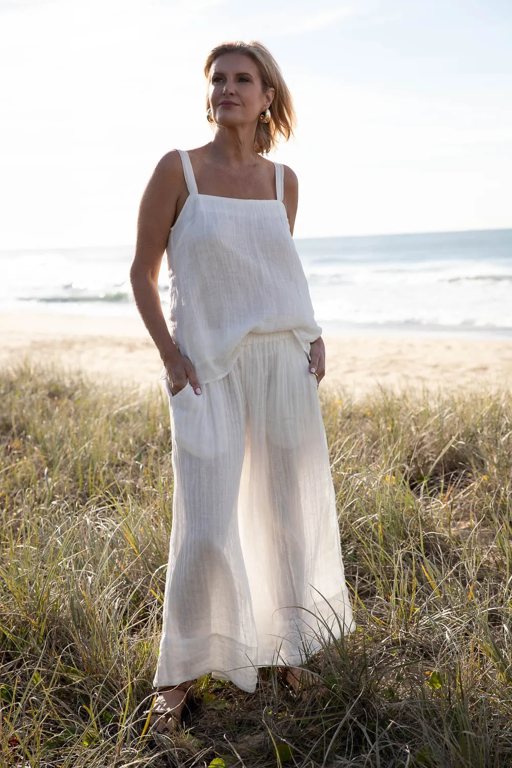 Classic Linen Tank - Off White