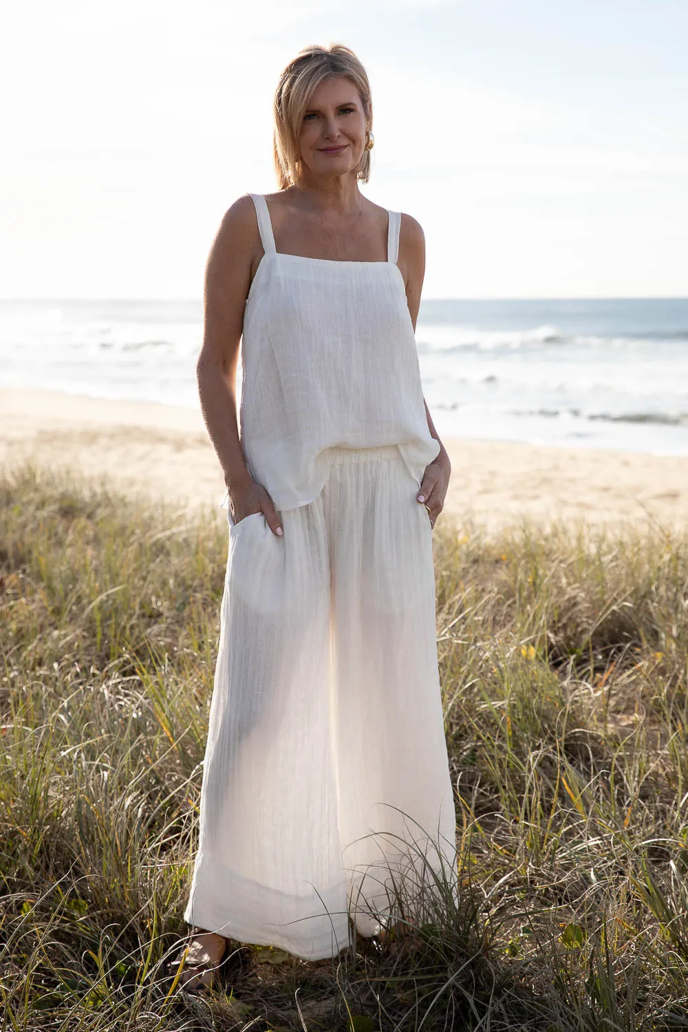 Classic Linen Tank - Off White