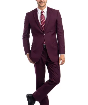 Classic Solid Burgundy Modern Fit Men's Suit