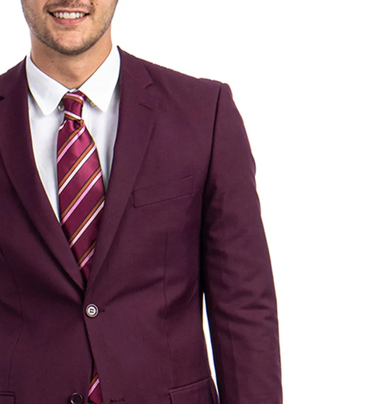 Classic Solid Burgundy Modern Fit Men's Suit