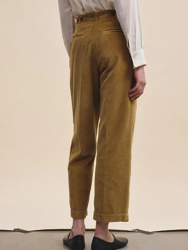 Corduroy trousers with pleats