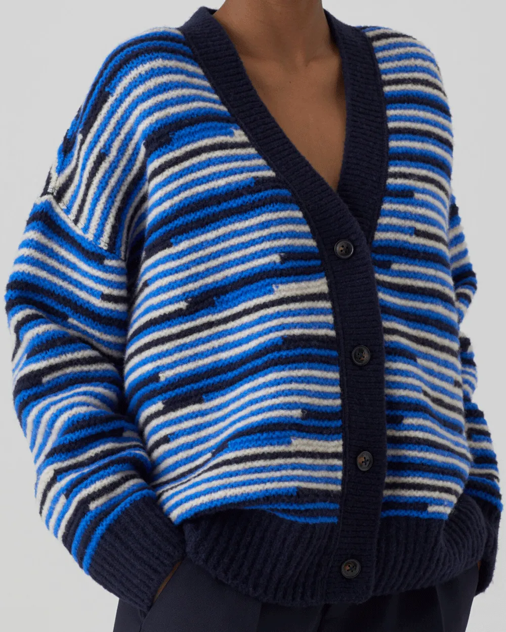 Deep Sea Stripe Button Cardigan