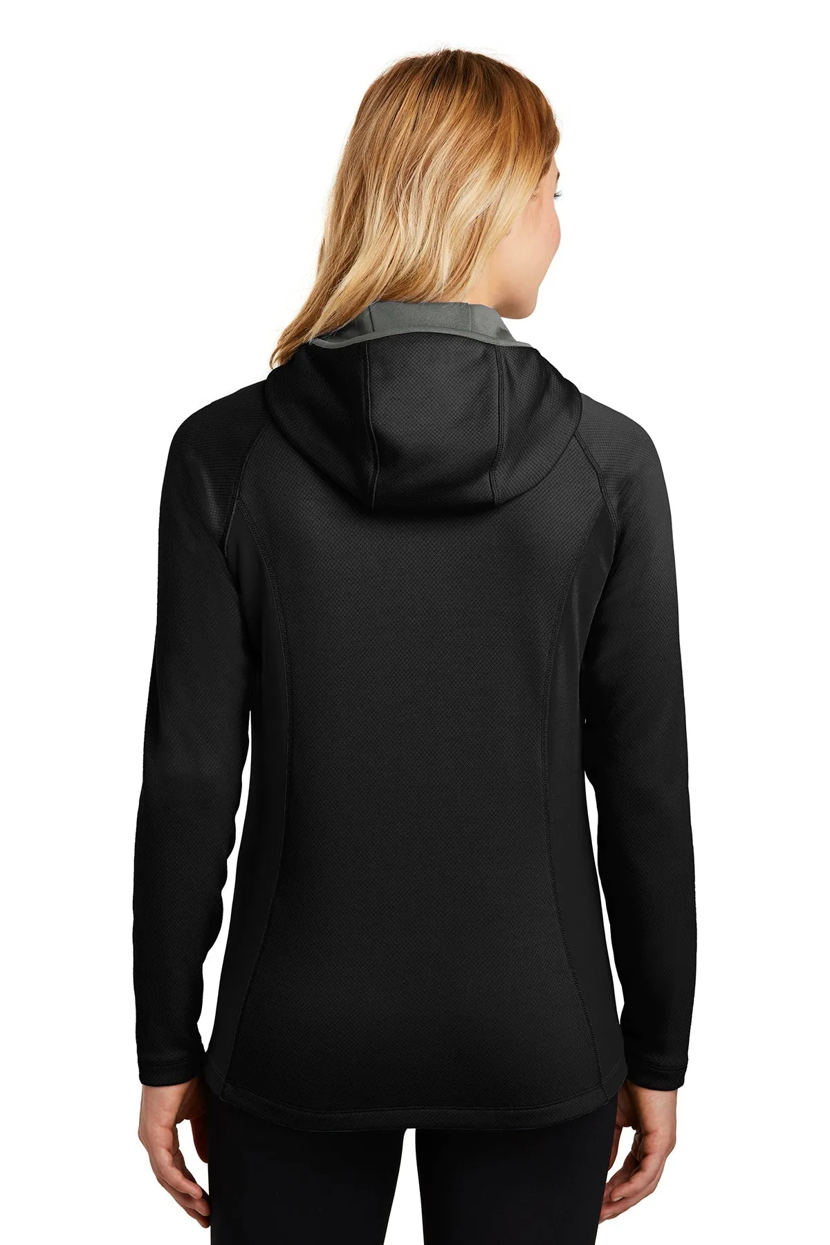 Eddie Bauer Ladies Sport Hooded Customized Fleece Jackets, Black