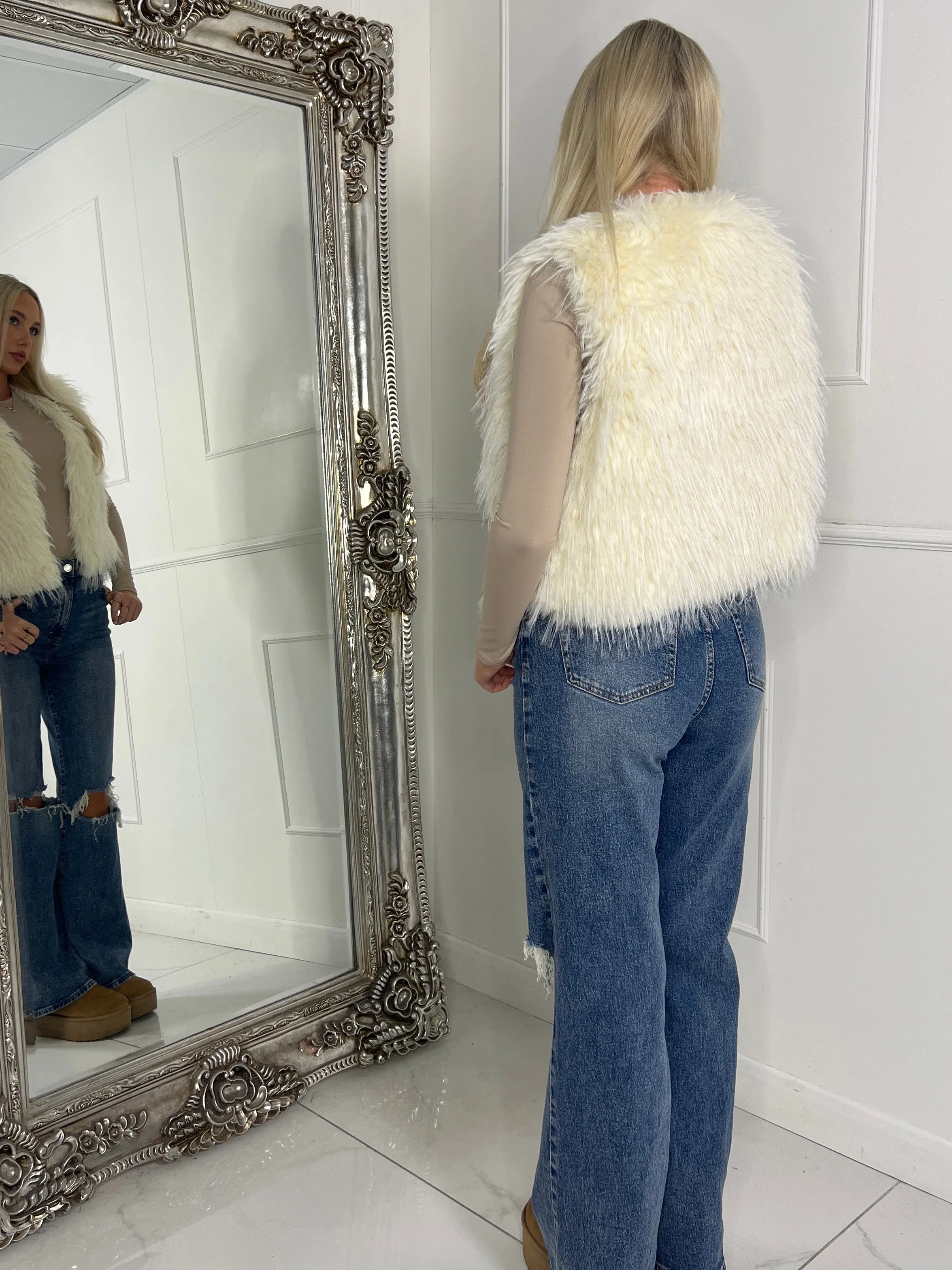 Faux Fur Gilet - Cream