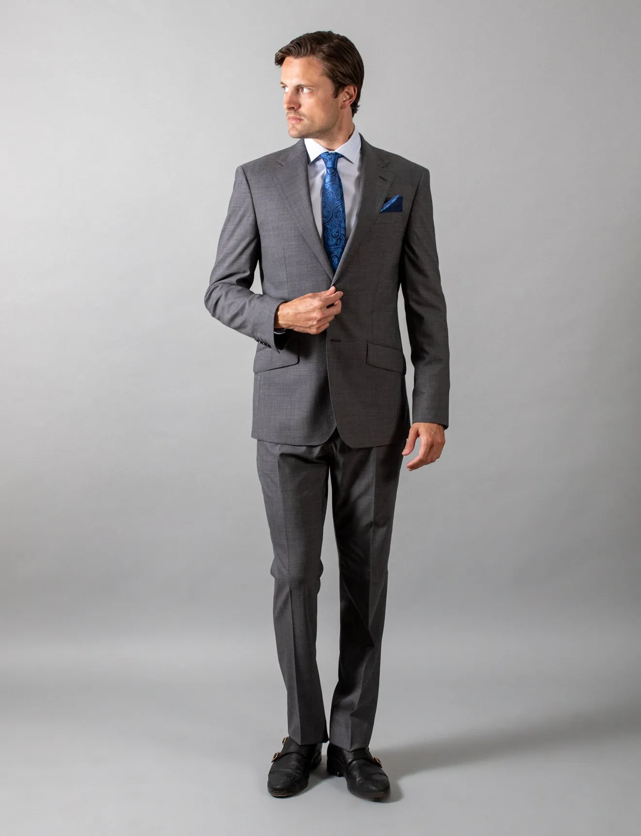 Grey Nailhead Suit Trousers