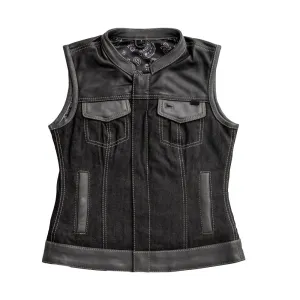 Guardian Women's Club Style Leather/Denim Vest - Limited Edition