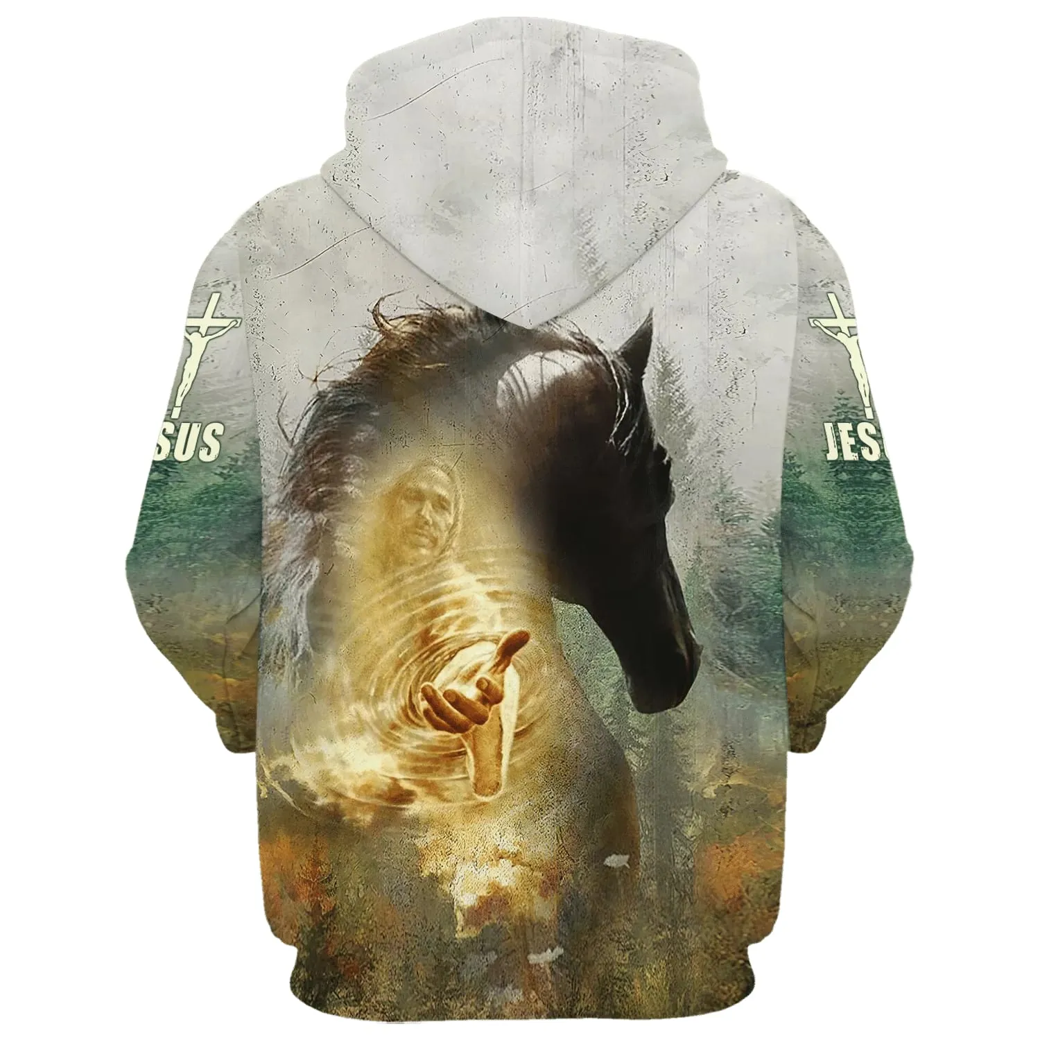 Horse And Jesus Faith Over Fear Hoodies Jesus Hoodie Men & Women Christian Hoodie 3D Printed Hoodie