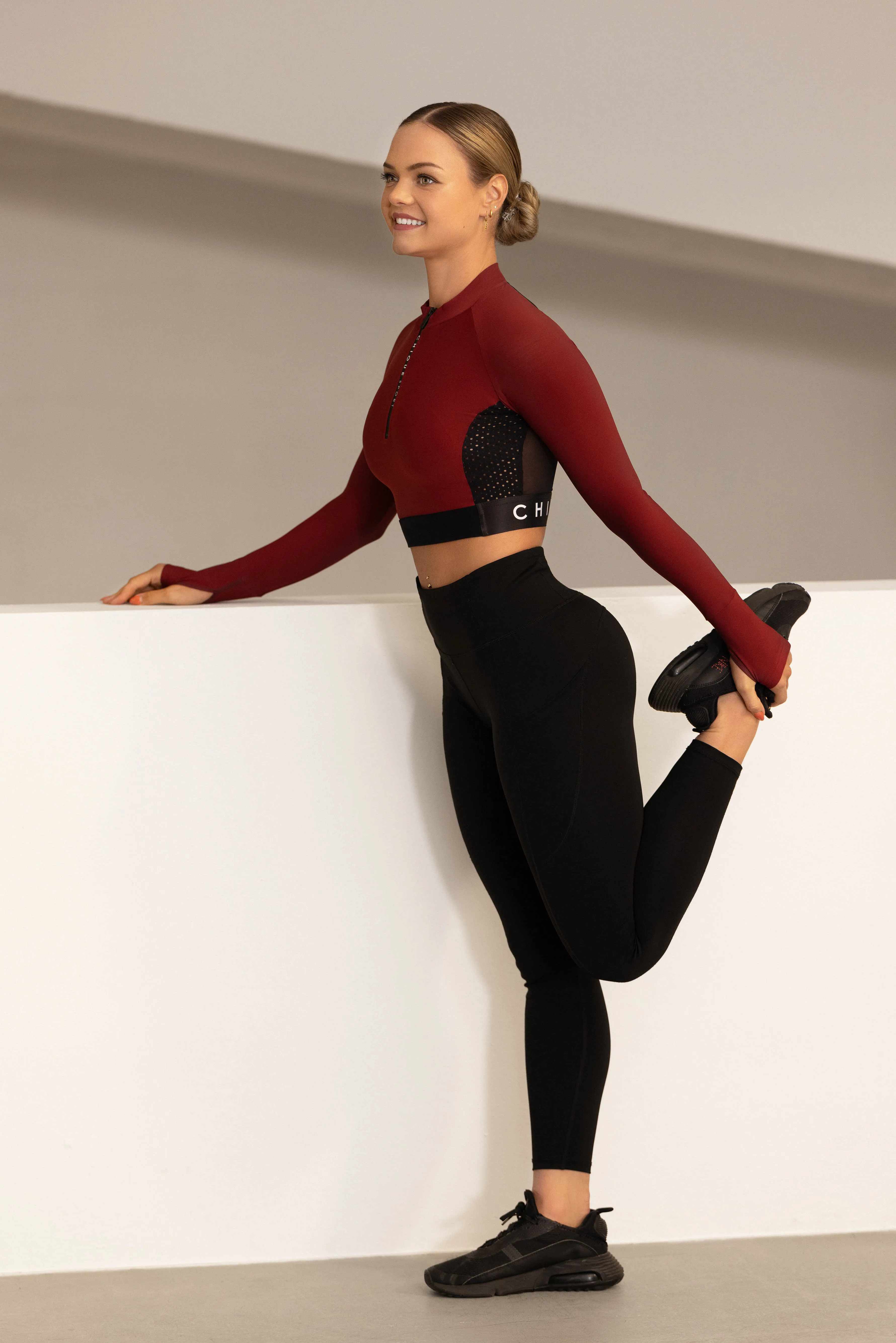 Ignite Long-Sleeve Crop Top in Spice