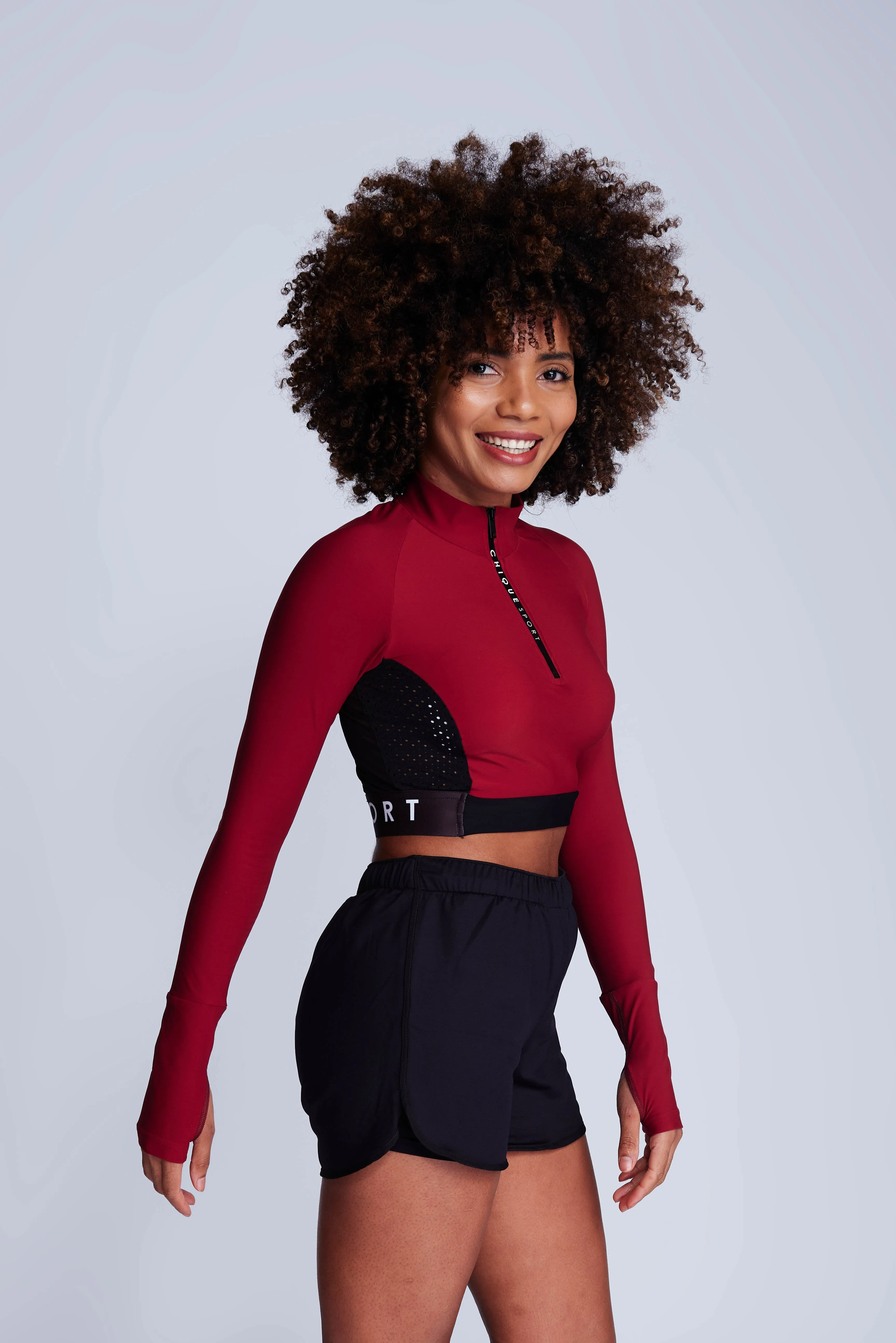 Ignite Long-Sleeve Crop Top in Spice