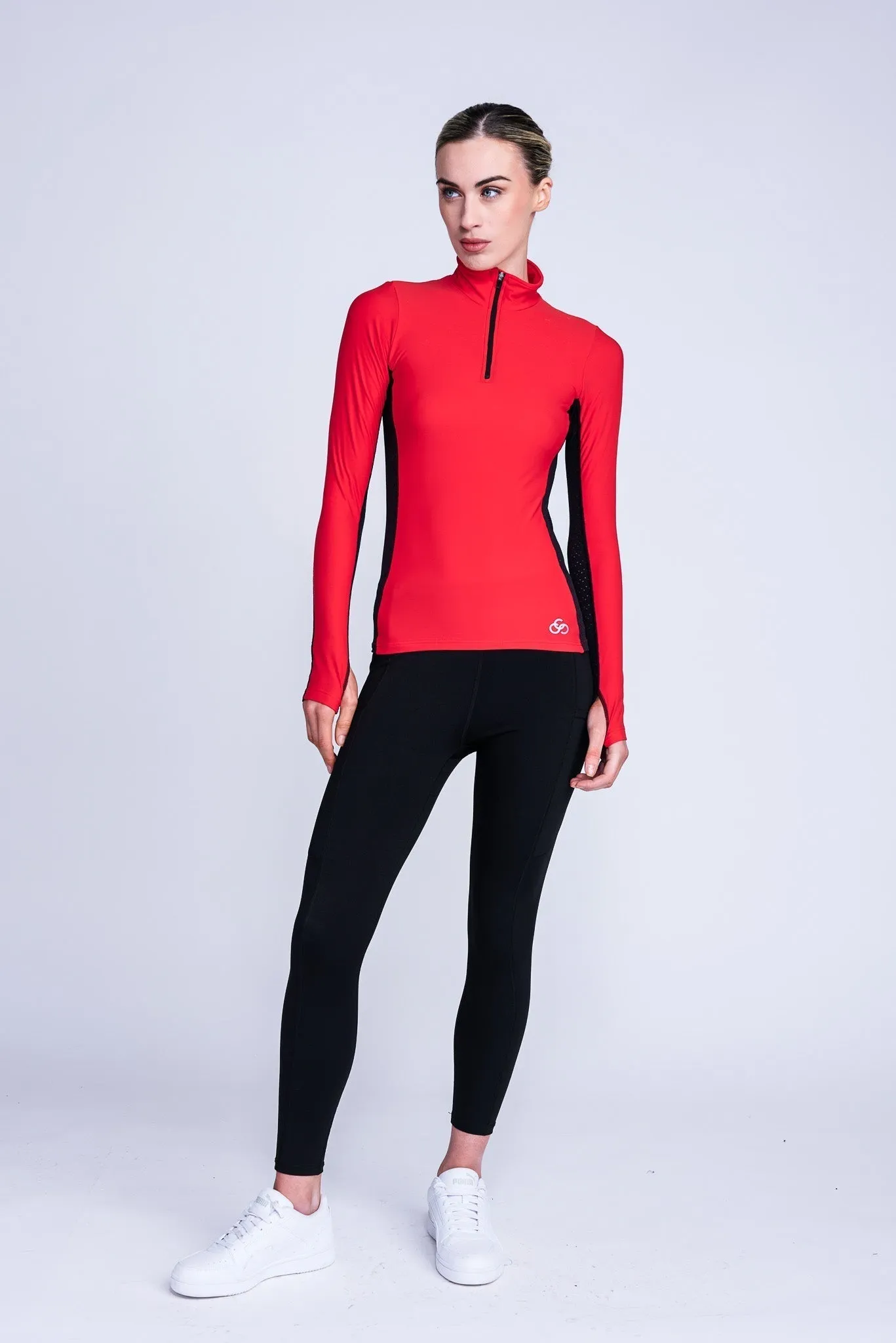 Inspire Half-Zip Top in Red