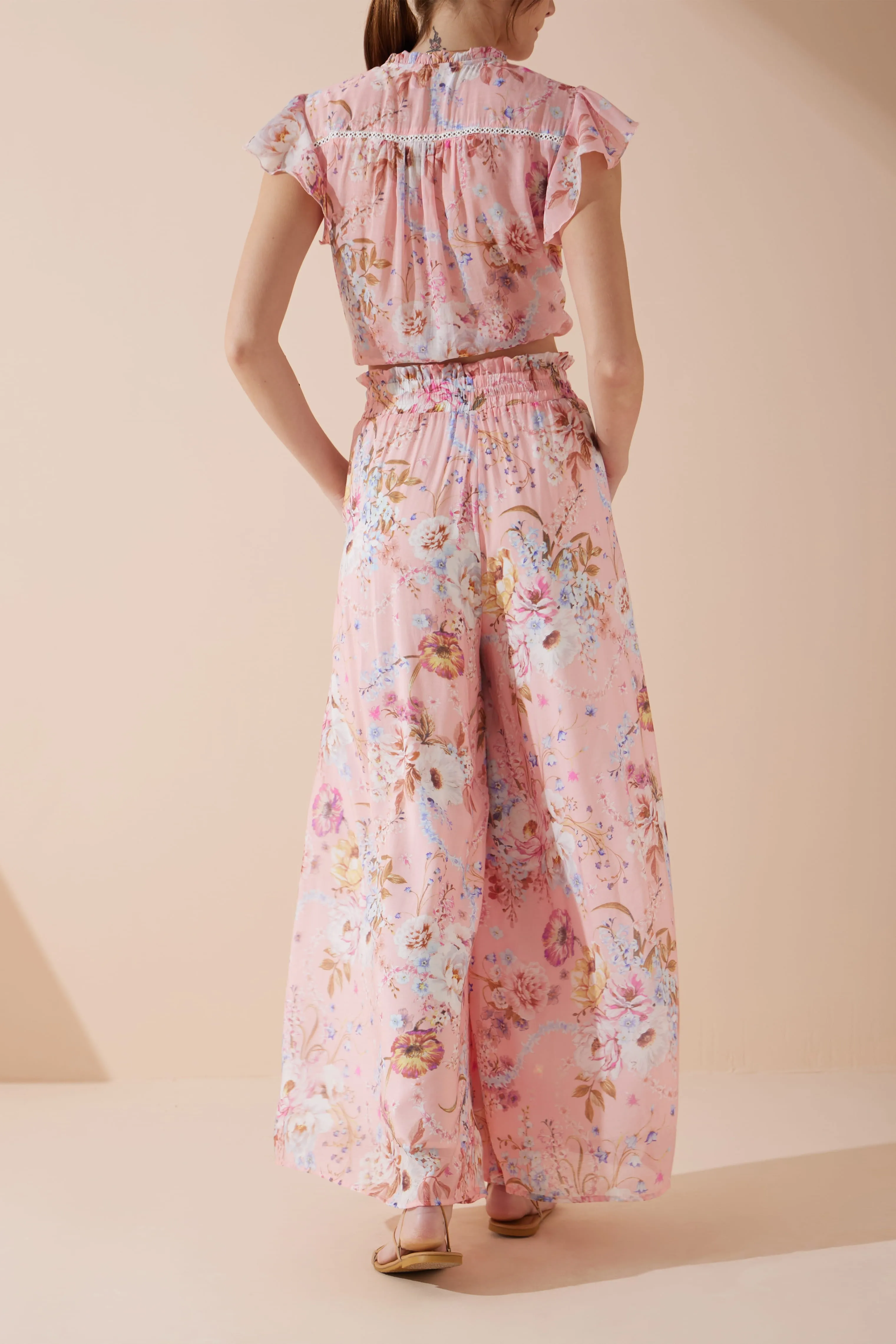 Juliette Pink Floral Wide Leg Pants