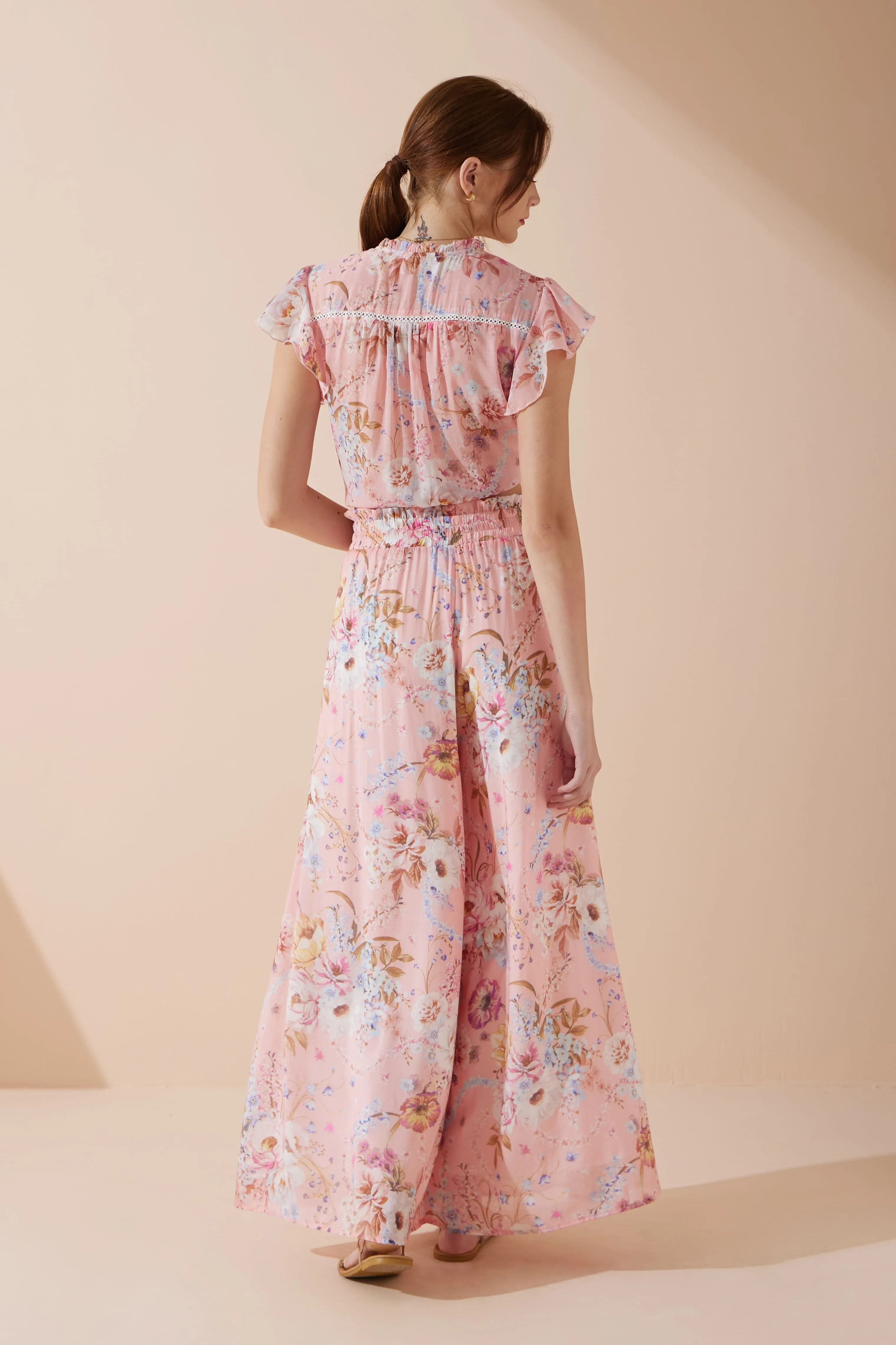 Juliette Pink Floral Wide Leg Pants