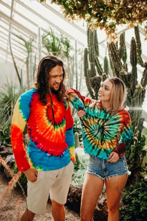 Long Sleeve Tie Dye Hoodie - Rainbow