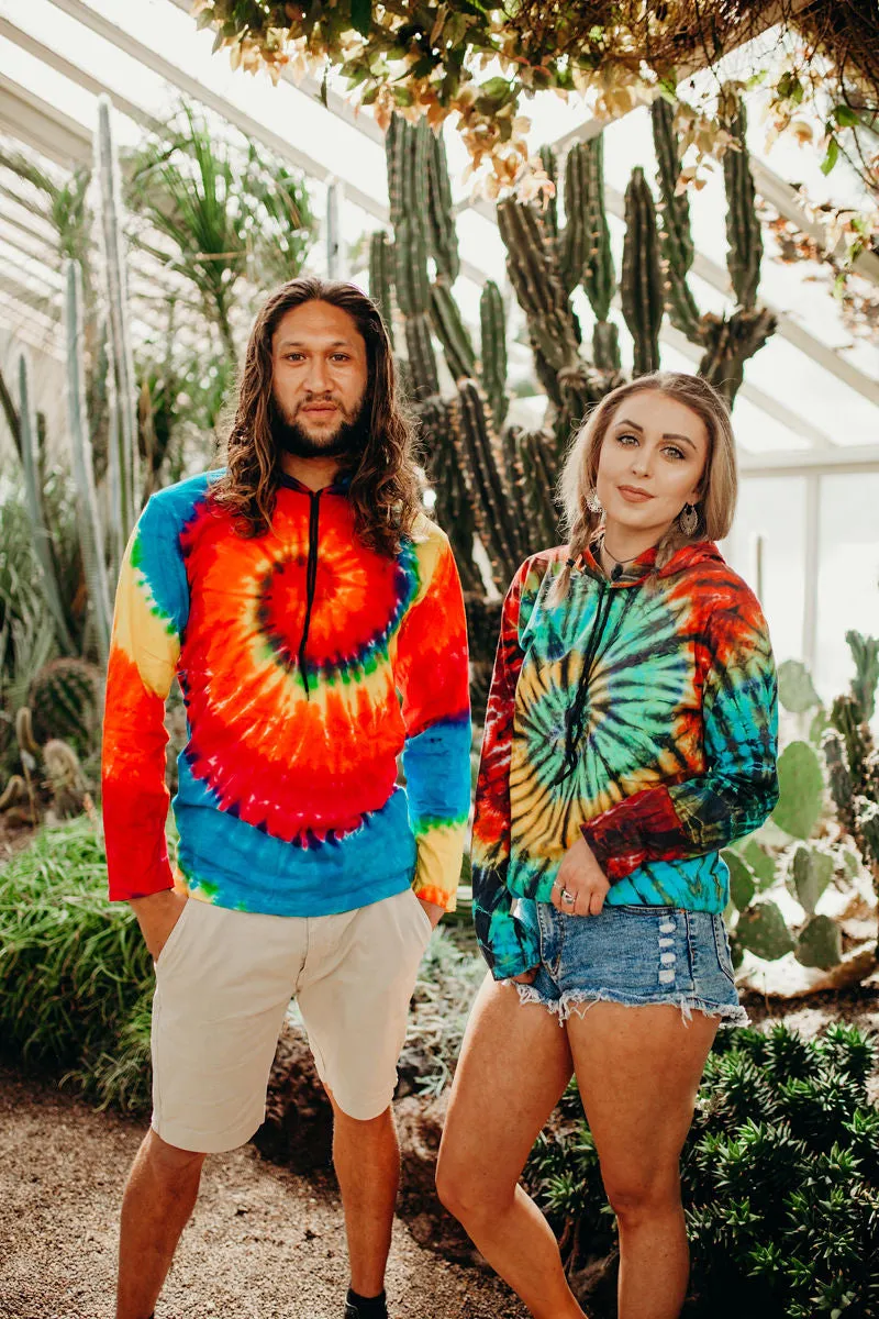 Long Sleeve Tie Dye Hoodie - Rainbow