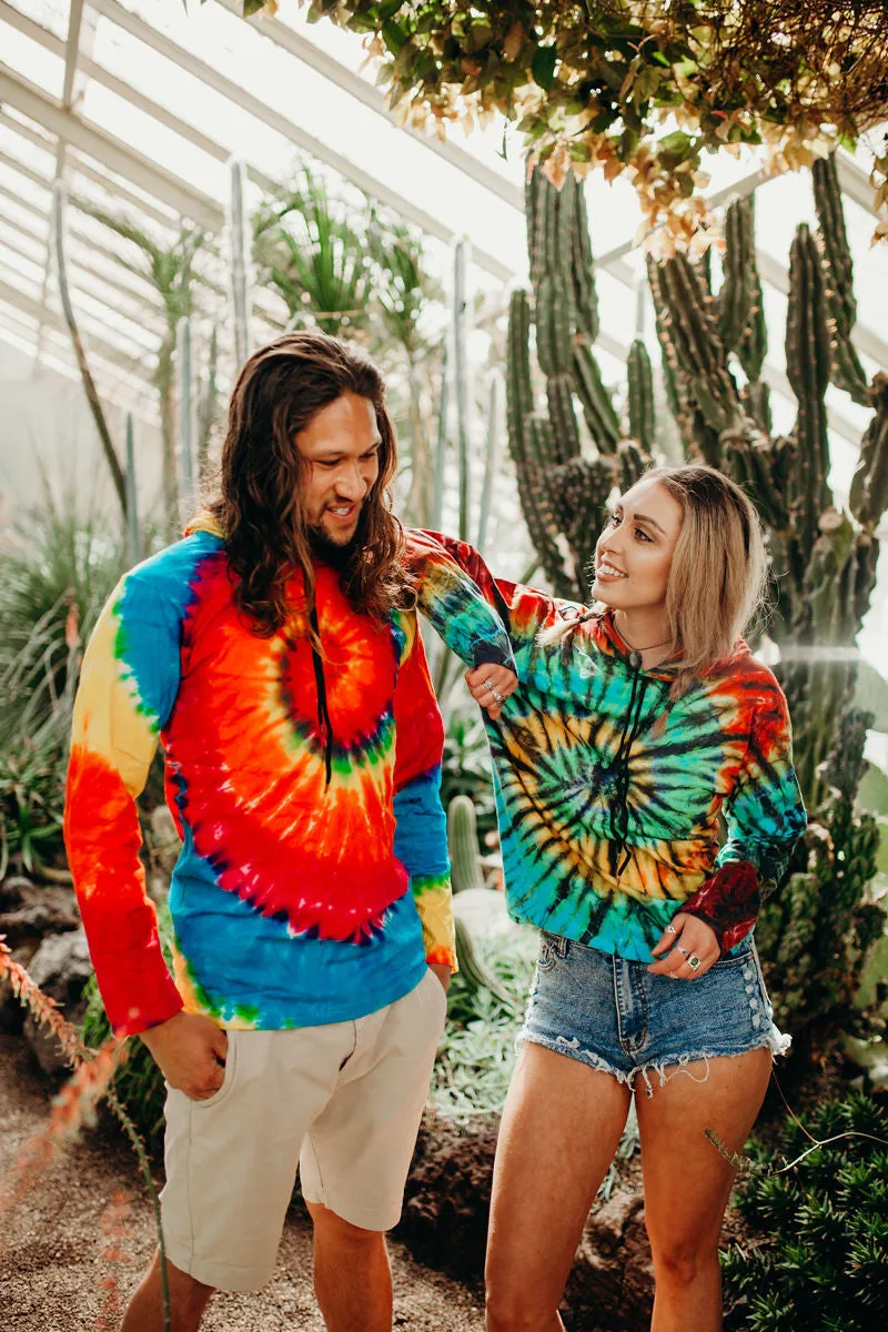 Long Sleeve Tie Dye Hoodie - Rainbow