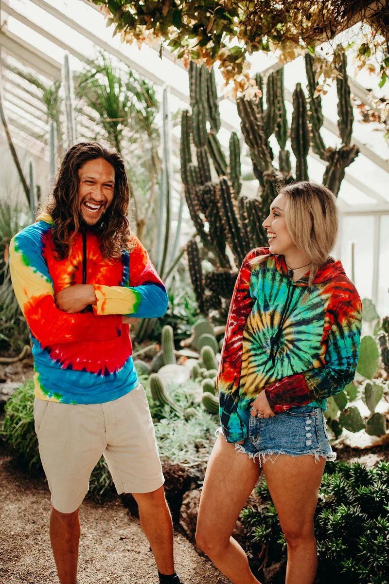 Long Sleeve Tie Dye Hoodie - Rainbow