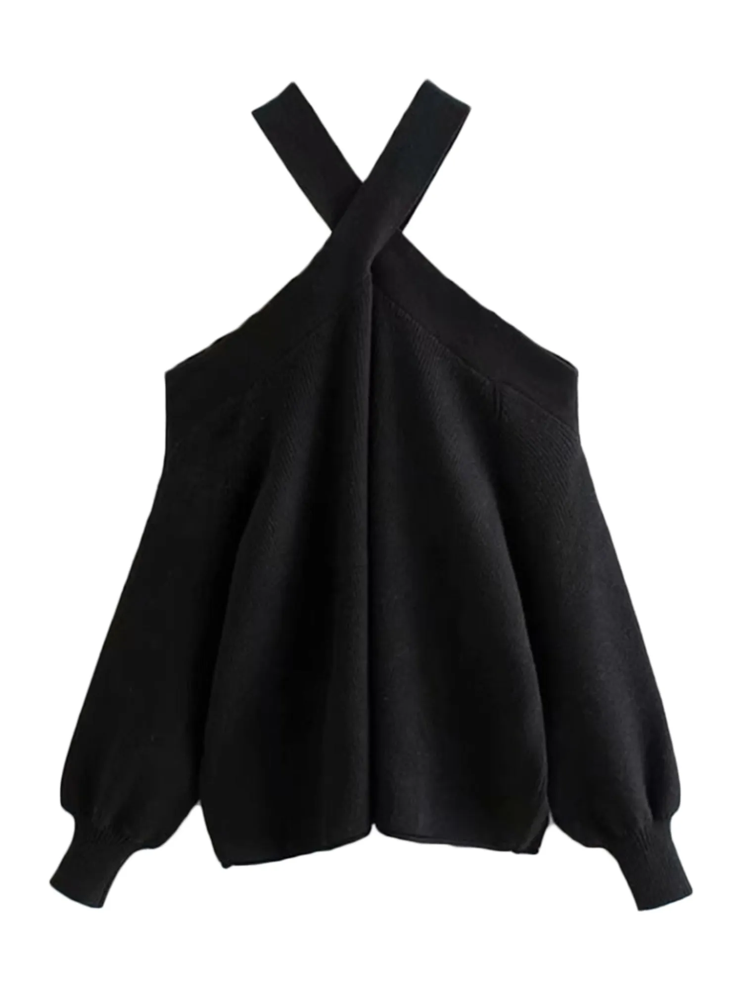 'Mall' Cross Cold Shoulder Sweater (2 Colors)