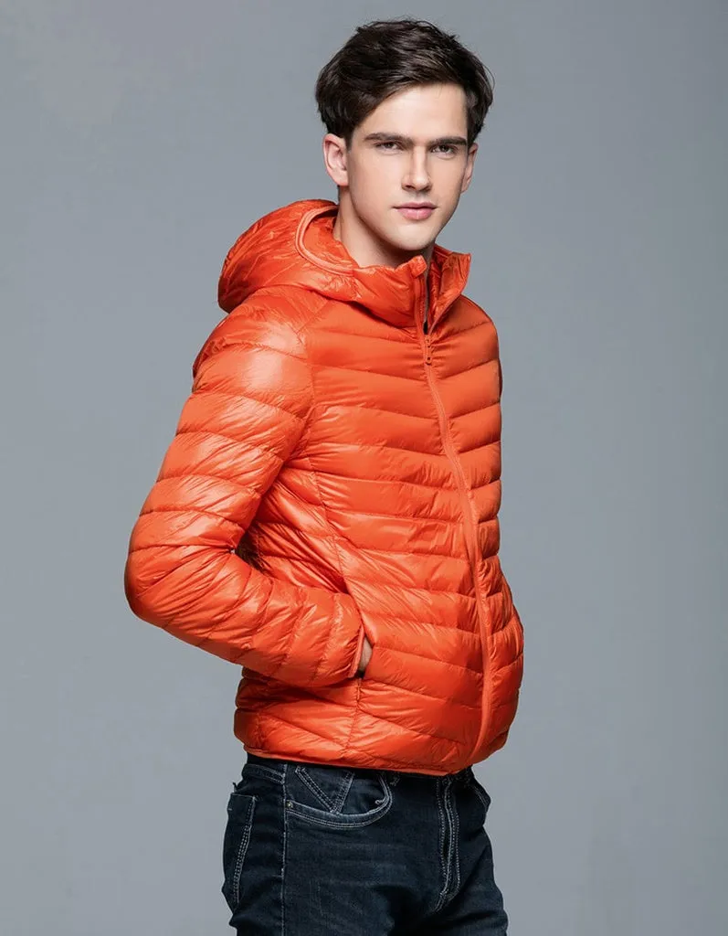 Man Winter Autumn Jacket White Duck Down Jackets Men Hooded Ultra Light Down Jackets Warm Outwear Coat Parkas Outdoors