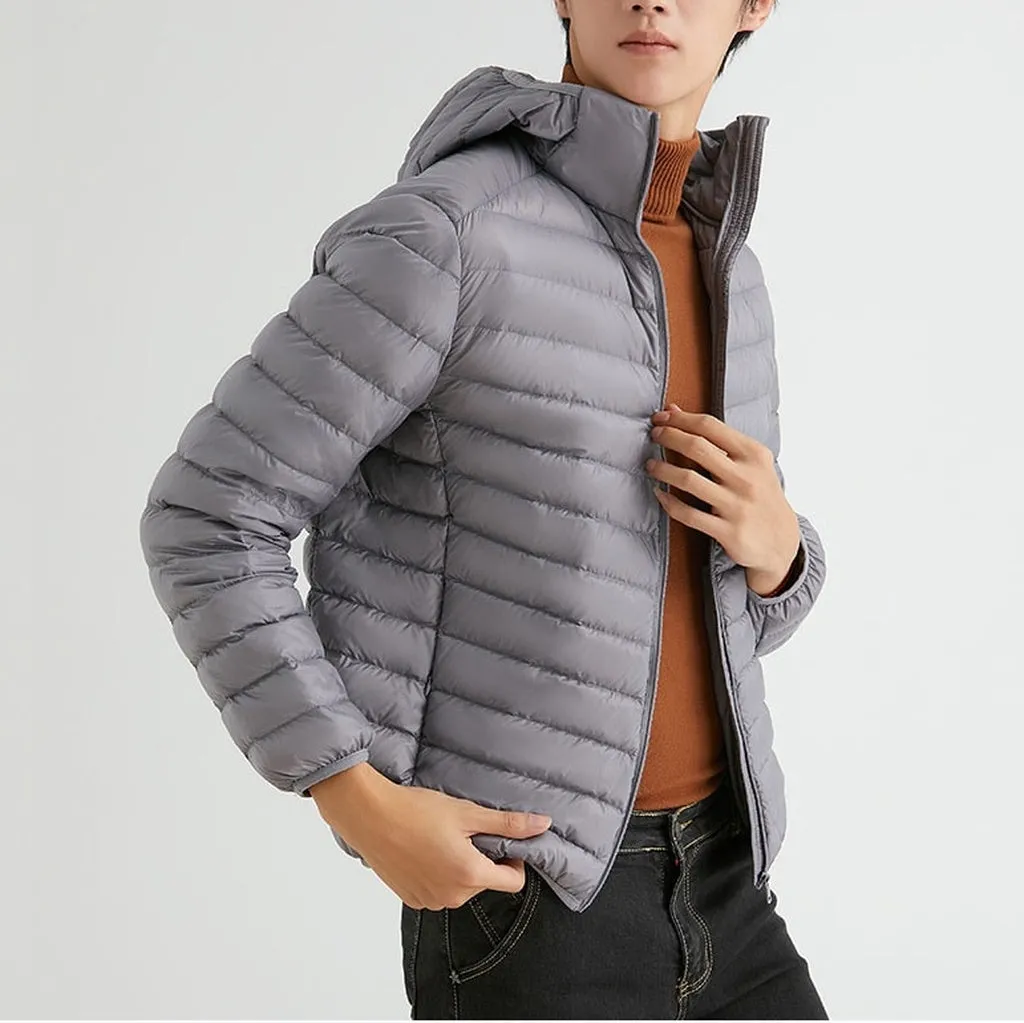 Man Winter Autumn Jacket White Duck Down Jackets Men Hooded Ultra Light Down Jackets Warm Outwear Coat Parkas Outdoors