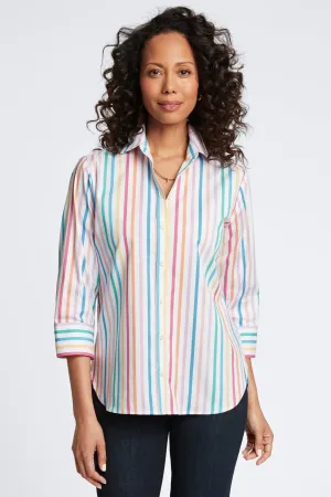 Meghan No Iron Rainbow Stripe Shirt