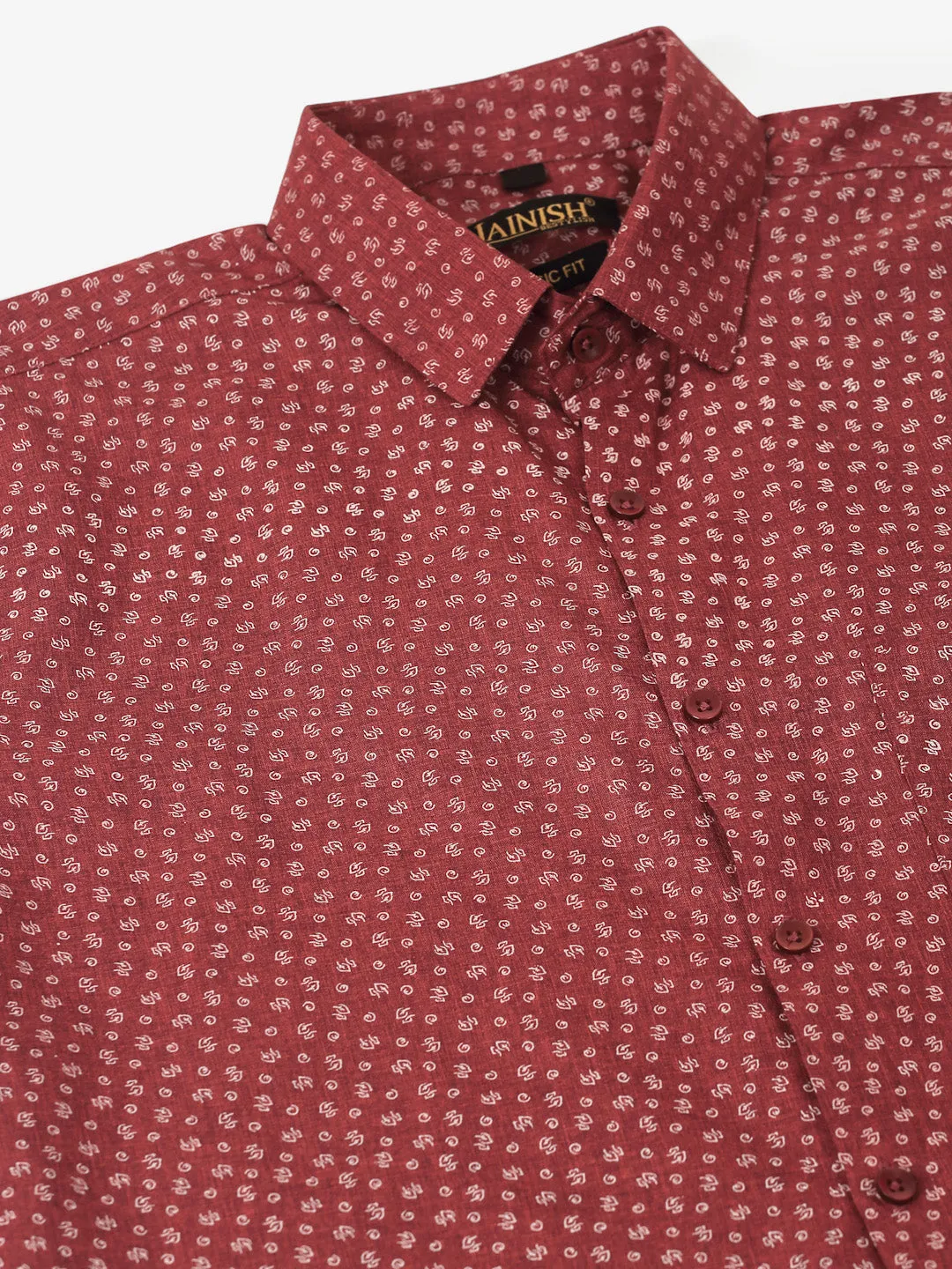 Men Maroon Classic Printed Formal Shirt