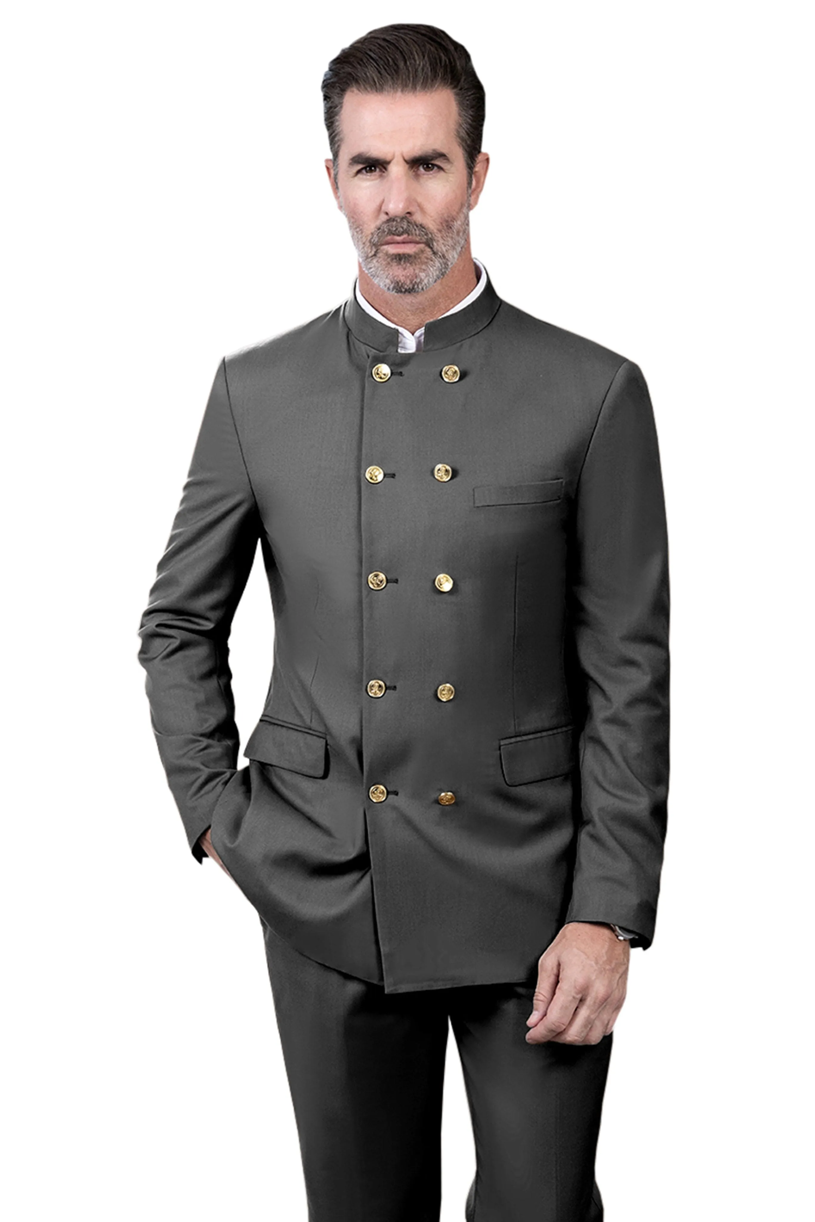 Men's 2 Piece With Metal Clasp Classic Fit vintage Double Breasted Suit