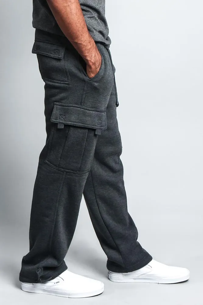 Men's Solid Fleece Heavyweight Cargo Sweat Pants