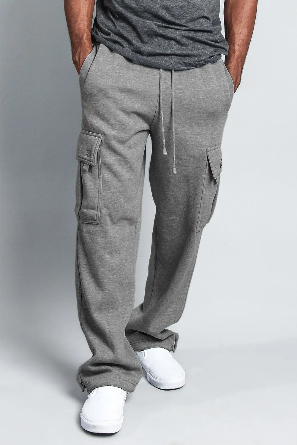 Men's Solid Fleece Heavyweight Cargo Sweat Pants