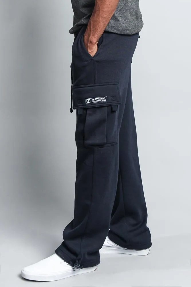 Men's Solid Fleece Heavyweight Cargo Sweat Pants